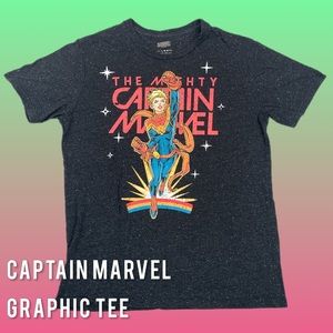 The Mighty Captain Marvel Girls Large Graphic Space Superhero Tee